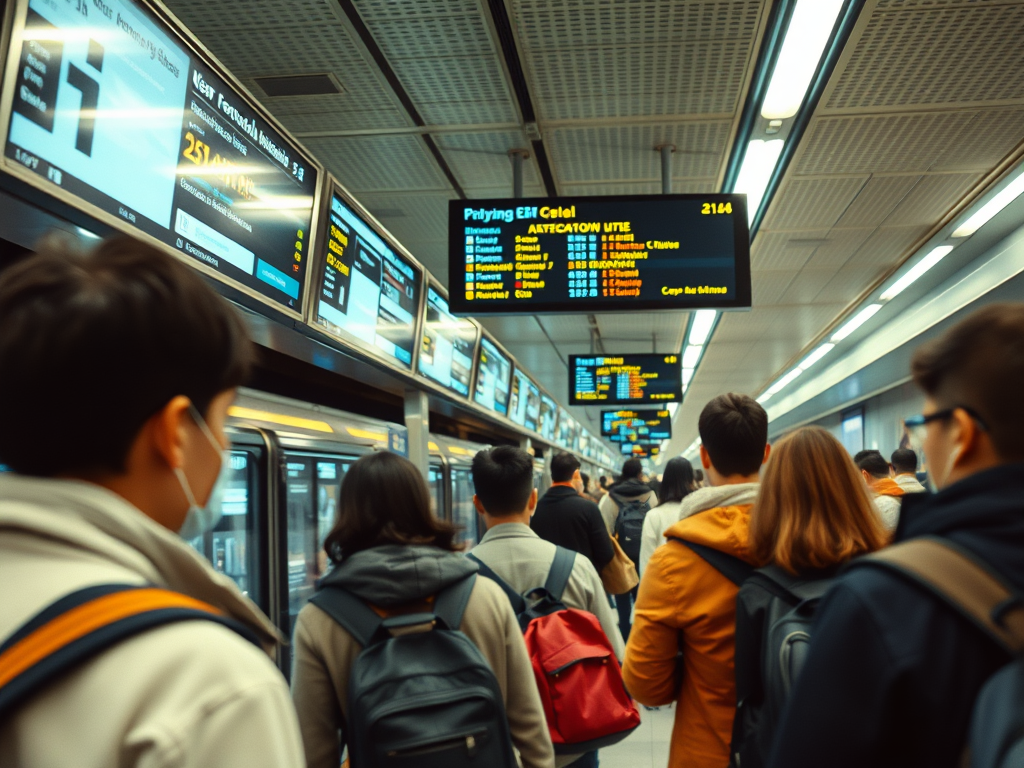 Pantalla digital en transporte público mostrando horarios y rutas en tiempo real.